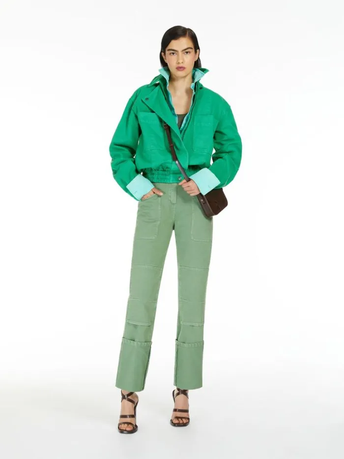 Women Max Mara Trousers And Jeans Cotton Drill Slimfit Trousers Sage Green