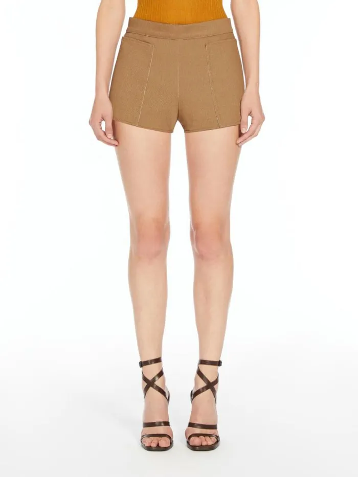 Women Max Mara Trousers And Jeans Cotton Mini Shorts Tobacco