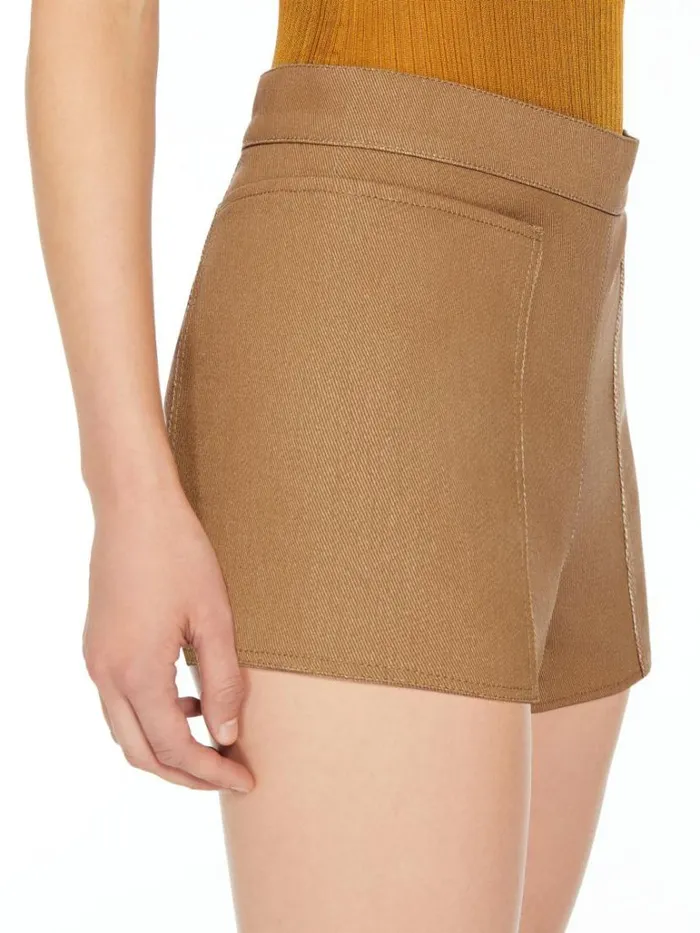 Women Max Mara Trousers And Jeans Cotton Mini Shorts Tobacco