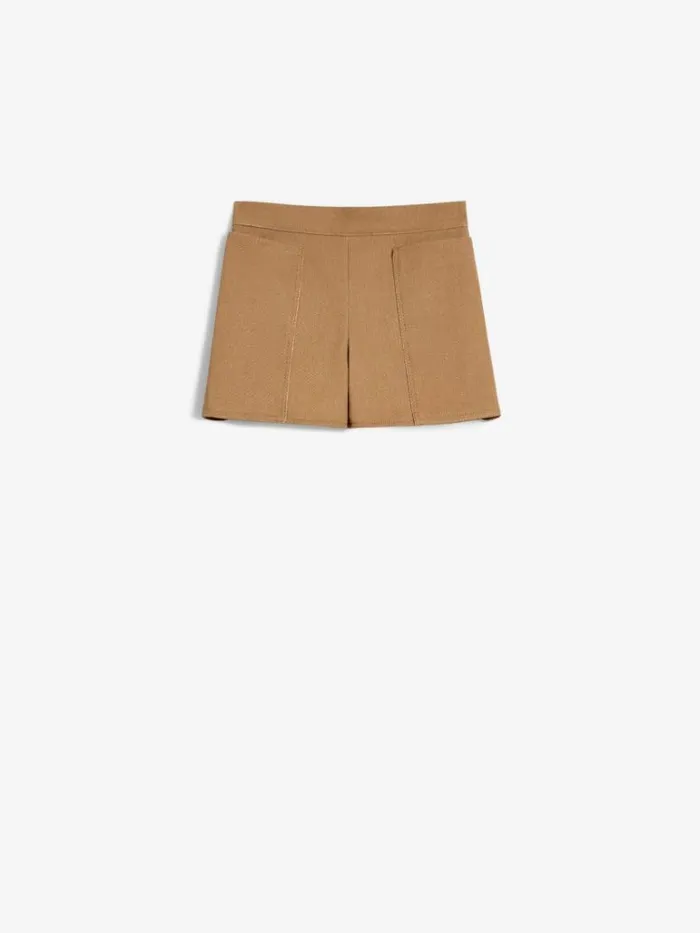 Women Max Mara Trousers And Jeans Cotton Mini Shorts Tobacco