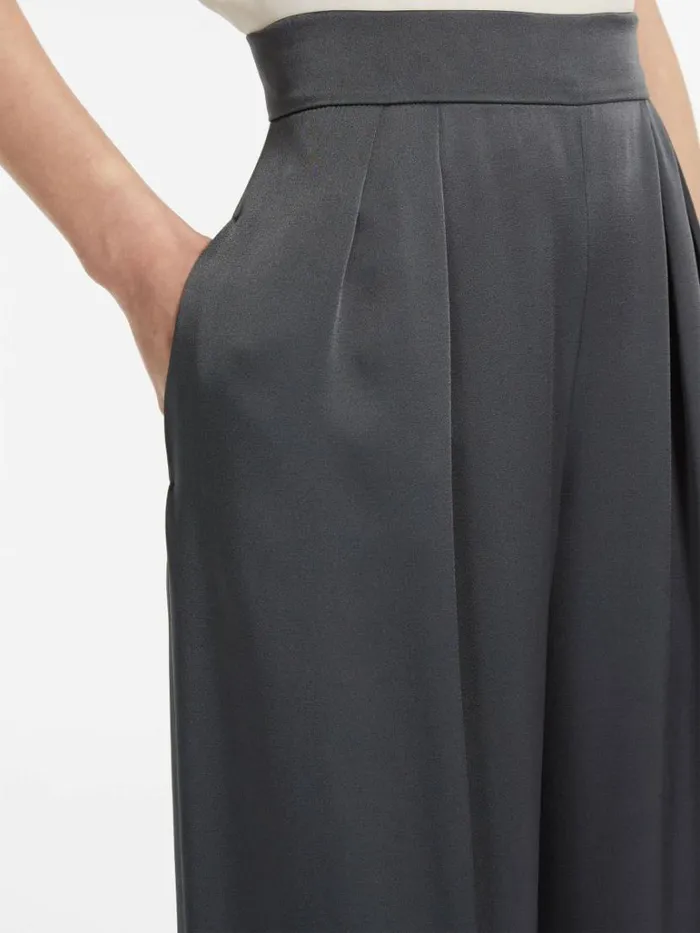 Women Max Mara Trousers And Jeans Flowing Satin Trousers Dark Grey