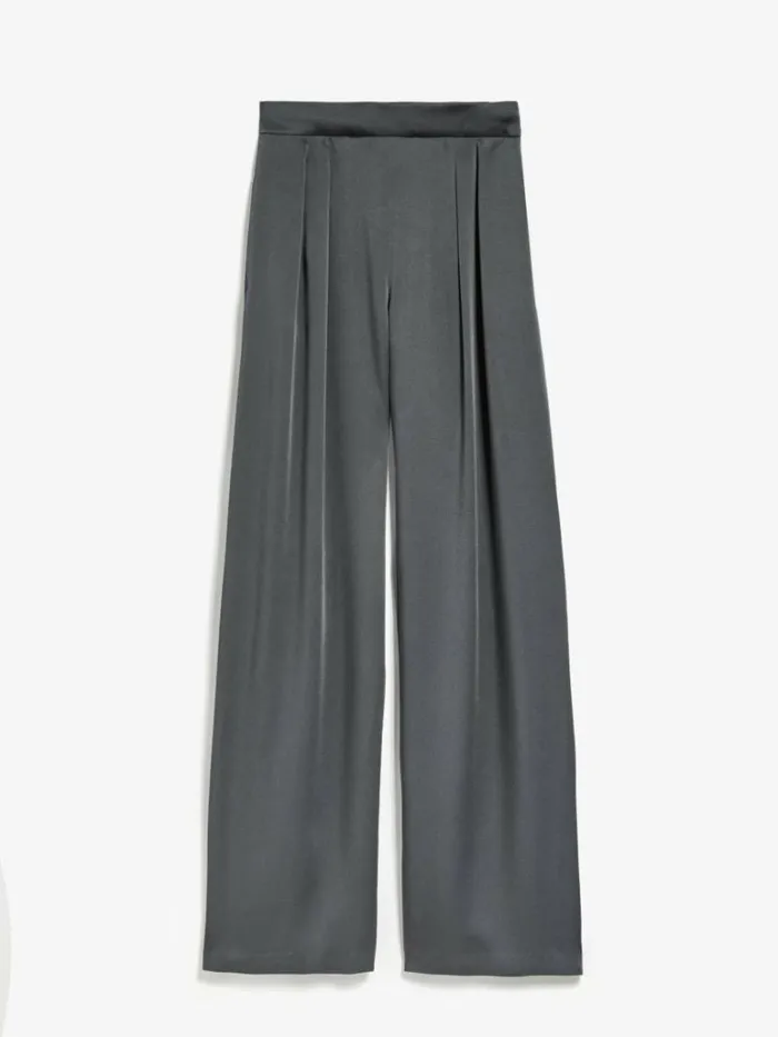 Women Max Mara Trousers And Jeans Flowing Satin Trousers Dark Grey