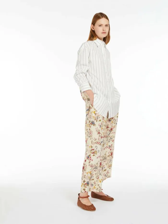 Women Max Mara Trousers And Jeans Silk Crepe De Chine Trousers Ivory
