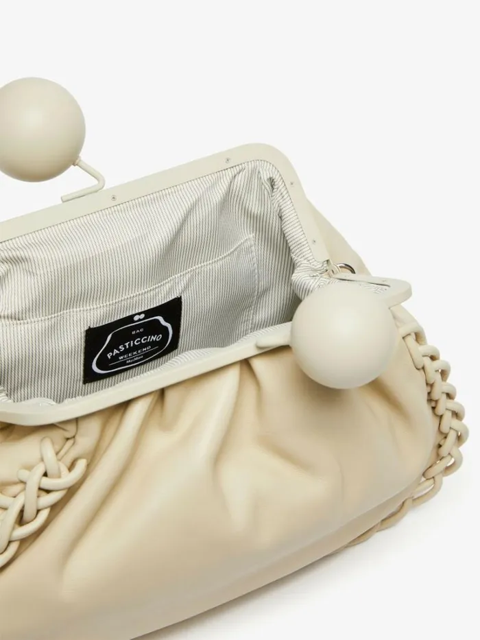 Women Max Mara Weekend Bag Medium Leather Pasticcino Bag Ivory
