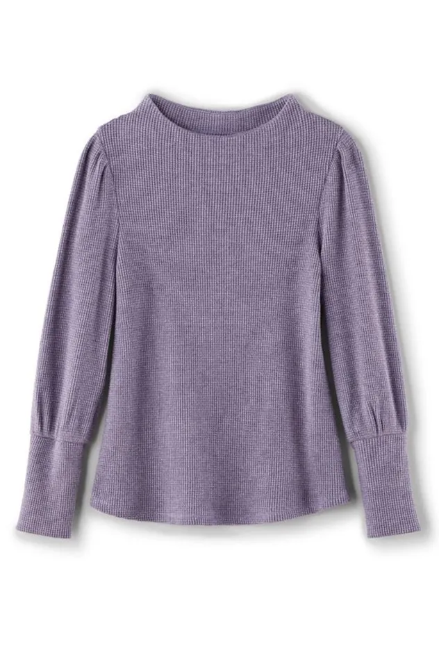 Women Melina Waffle Pullover Sage Heather Soft Surroundings Tops Women Melina Waffle Pullover Sage Heather Soft Surroundings Tops