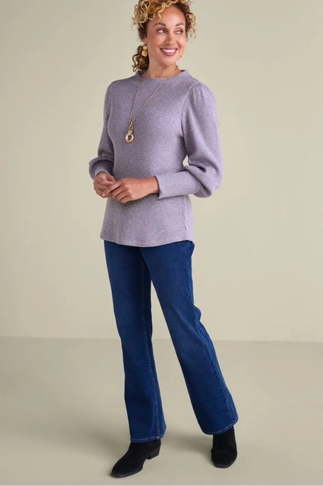 Women Melina Waffle Pullover Sage Heather Soft Surroundings Tops Women Melina Waffle Pullover Sage Heather Soft Surroundings Tops