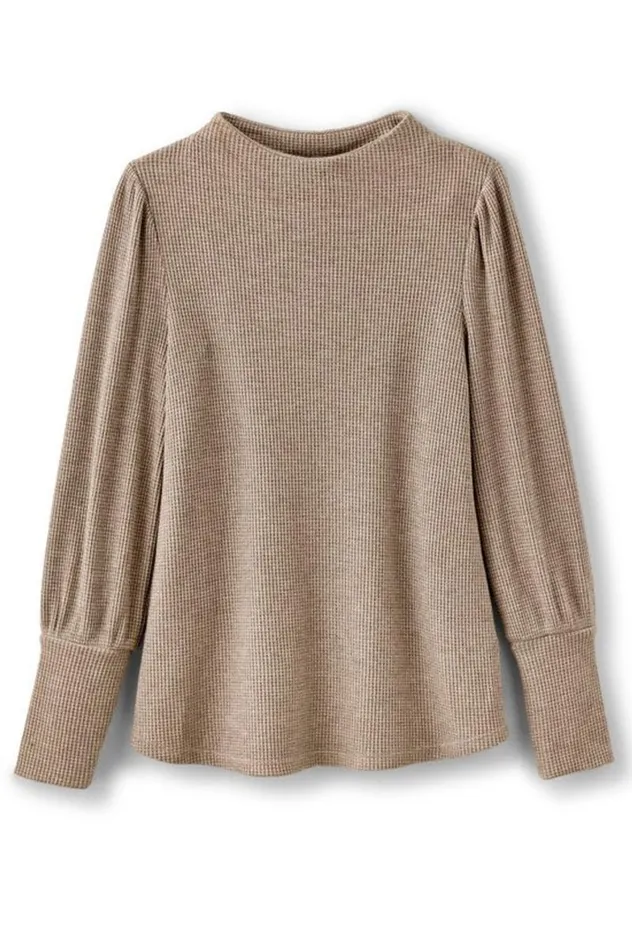Women Melina Waffle Pullover Sage Heather Soft Surroundings Tops Women Melina Waffle Pullover Sage Heather Soft Surroundings Tops