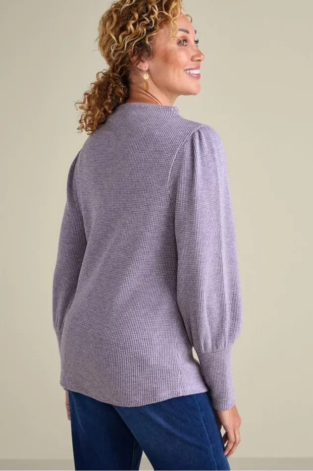 Women Melina Waffle Pullover Sage Heather Soft Surroundings Tops Women Melina Waffle Pullover Sage Heather Soft Surroundings Tops