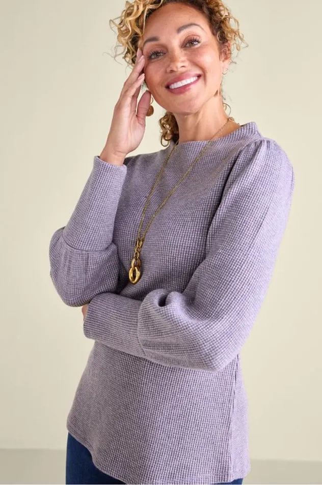 Women Melina Waffle Pullover Sage Heather Soft Surroundings Tops Women Melina Waffle Pullover Sage Heather Soft Surroundings Tops