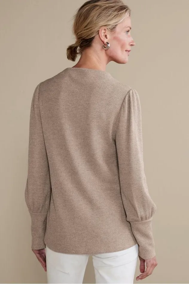 Women Melina Waffle Pullover Sage Heather Soft Surroundings Tops Women Melina Waffle Pullover Sage Heather Soft Surroundings Tops
