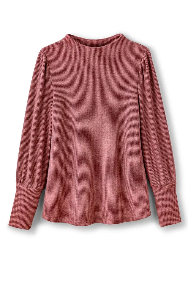 Women Melina Waffle Pullover Sage Heather Soft Surroundings Tops Women Melina Waffle Pullover Sage Heather Soft Surroundings Tops