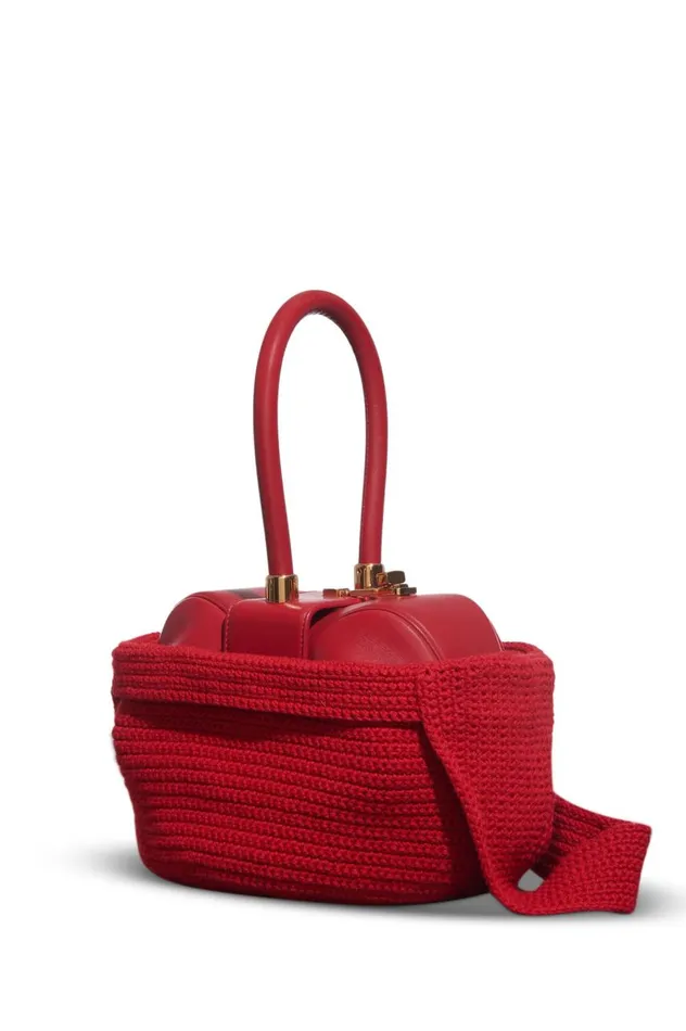 WomenMen Crossbody Bags Gabriela Hearst Crossover Knit Bag In Red Cashmere