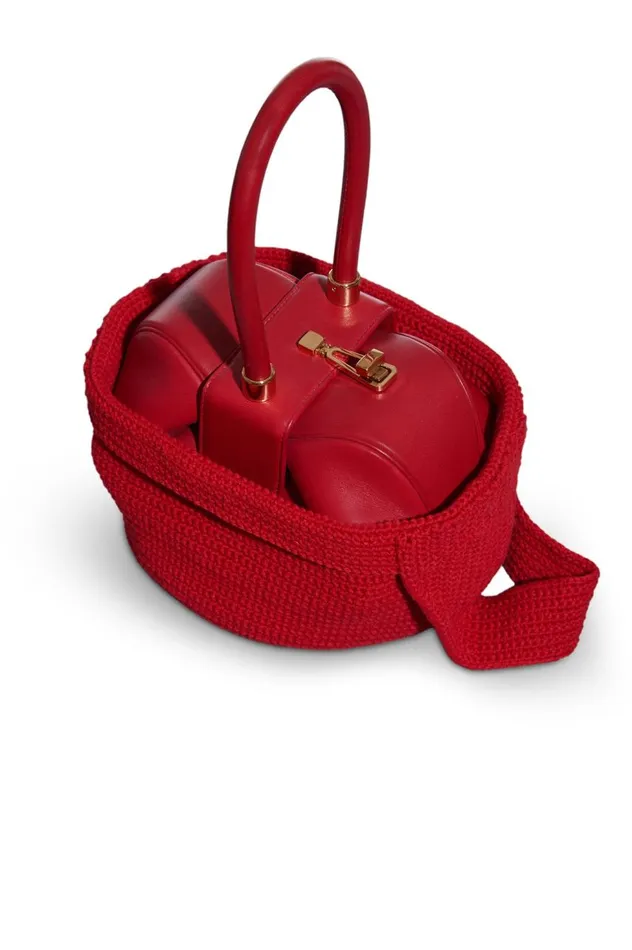 WomenMen Crossbody Bags Gabriela Hearst Crossover Knit Bag In Red Cashmere
