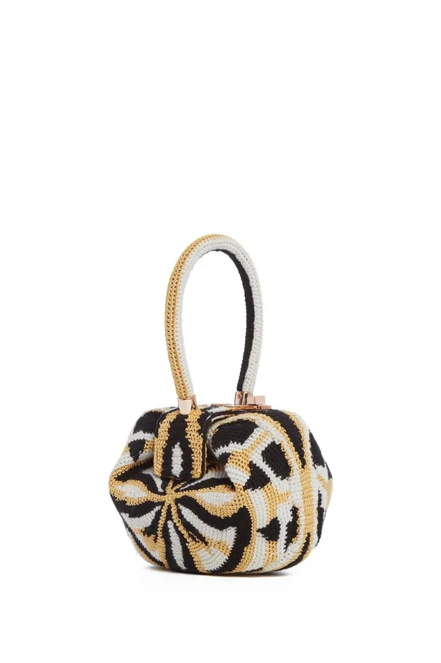 WomenMen Mini Bags Gabriela Hearst Demi Bag In Gold Black and Ivory Crochet