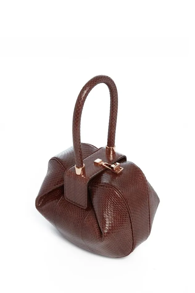 WomenMen Top Handles Gabriela Hearst Nina Bag In Chocolate Snakeskin