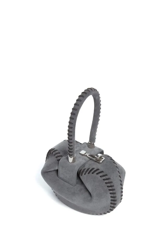 WomenMen Top Handles Gabriela Hearst Whipstitch Demi Bag In Charcoal Suede