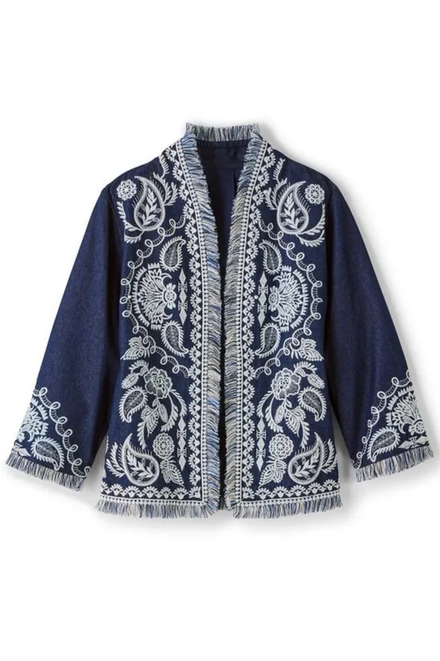 Women Mesaria Jacket Denim Blue Soft Surroundings Toppers