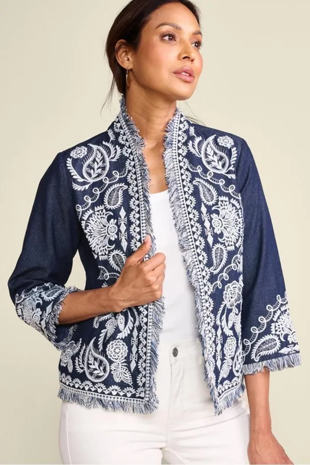 Women Mesaria Jacket Denim Blue Soft Surroundings Toppers Women Mesaria Jacket Denim Blue Soft Surroundings Toppers