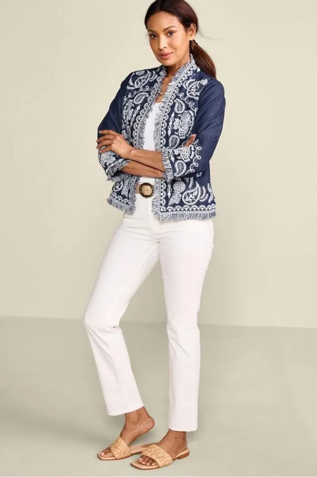 Women Mesaria Jacket Denim Blue Soft Surroundings Toppers Women Mesaria Jacket Denim Blue Soft Surroundings Toppers