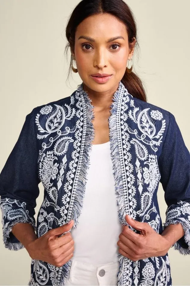 Women Mesaria Jacket Denim Blue Soft Surroundings Toppers Women Mesaria Jacket Denim Blue Soft Surroundings Toppers