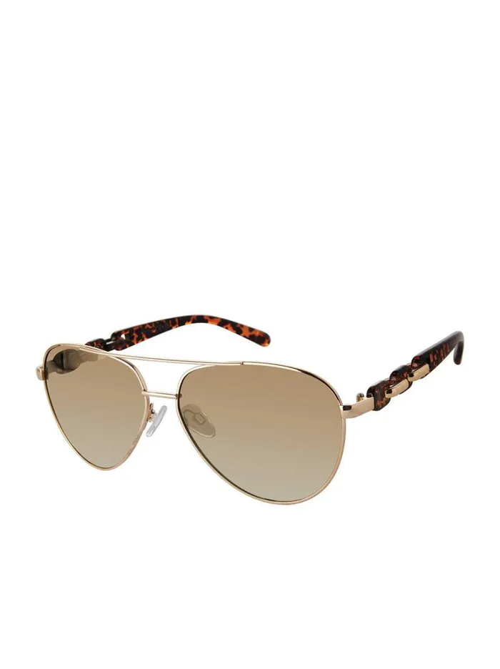 Women Metal Aviator Pilot Sunglasses In Gold and Leopard Jessica Simpson Sunglasses