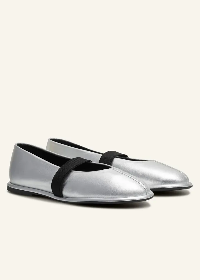 Women Metallic Ballerina Flat Silver MEEM