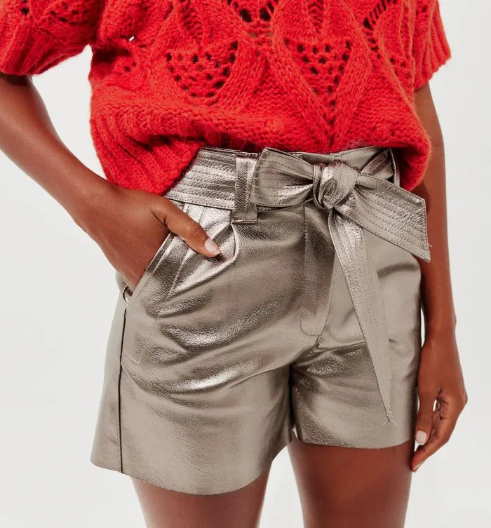 Women Metallic Shorts 8211 Silver Promod Shorts