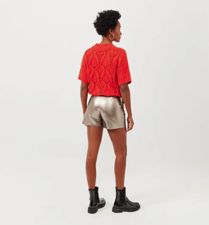 Women Metallic Shorts 8211 Silver Promod Shorts Women Metallic Shorts 8211 Silver Promod Shorts