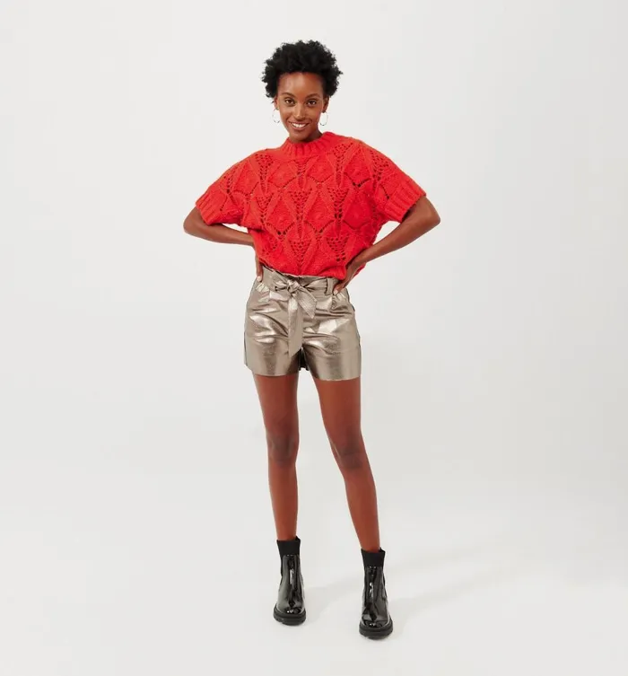 Women Metallic Shorts 8211 Silver Promod Shorts Women Metallic Shorts 8211 Silver Promod Shorts