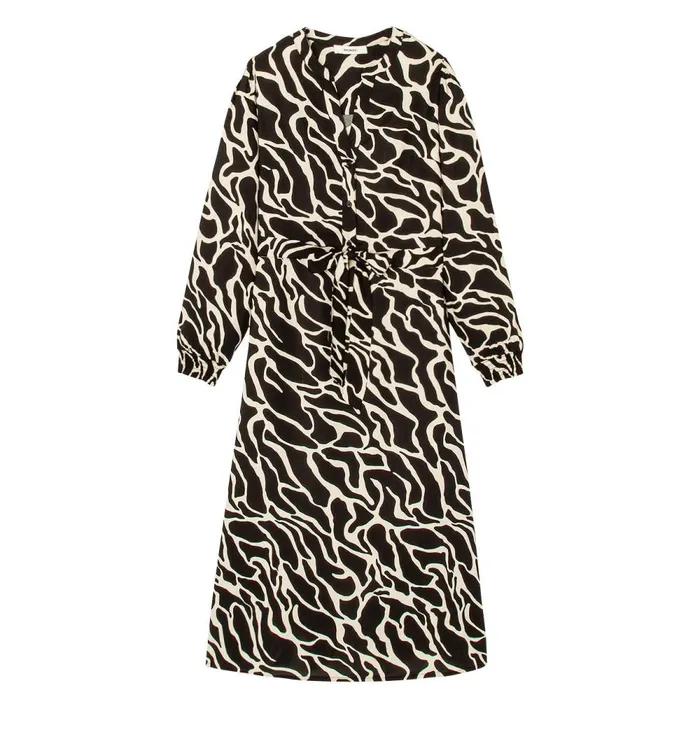 Women Midi Patterned Dress 8211 Black Print Promod Dresses Women Midi Patterned Dress 8211 Black Print Promod Dresses