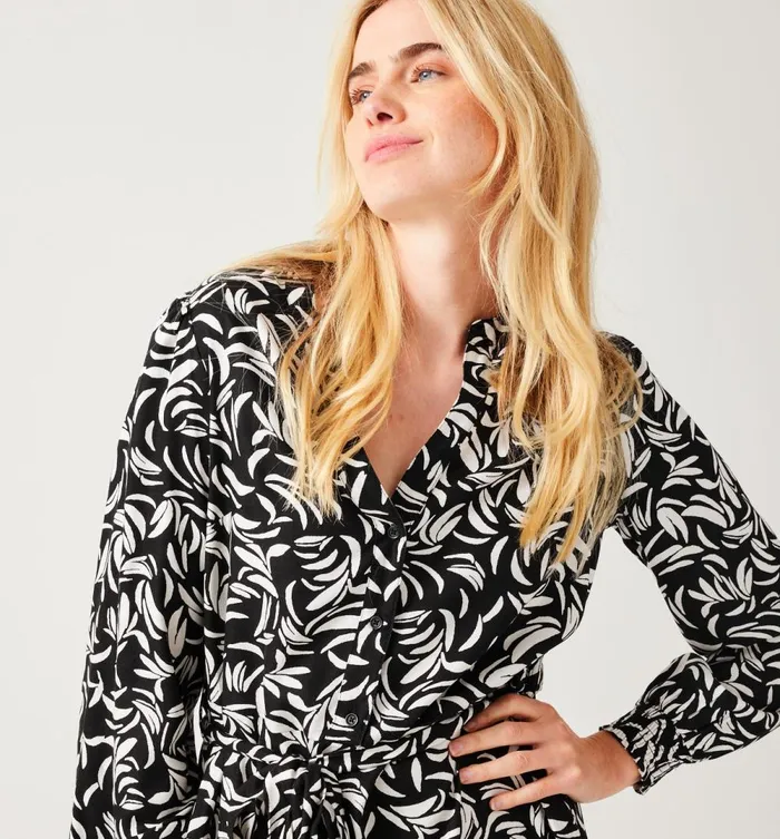 Women Midi Patterned Dress 8211 Black Prints Promod Dresses Women Midi Patterned Dress 8211 Black Prints Promod Dresses