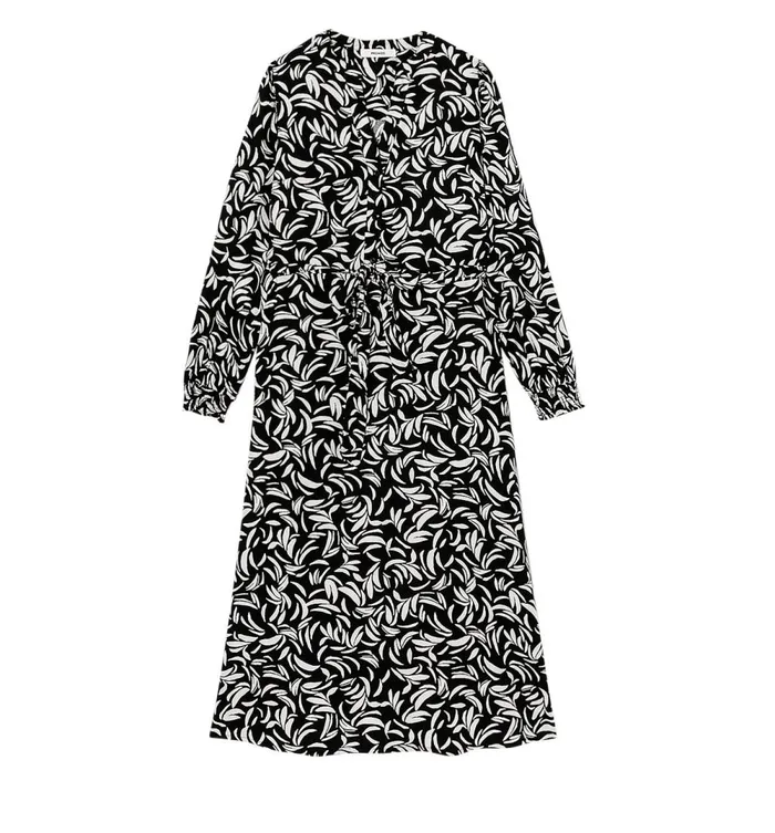 Women Midi Patterned Dress 8211 Black Prints Promod Dresses Women Midi Patterned Dress 8211 Black Prints Promod Dresses
