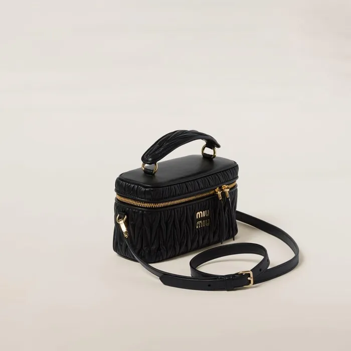 Women Mini Bags Miu Miu Matelass Nappa Leather Shoulder Bag Black Women Mini Bags Miu Miu Matelass Nappa Leather Shoulder Bag Black