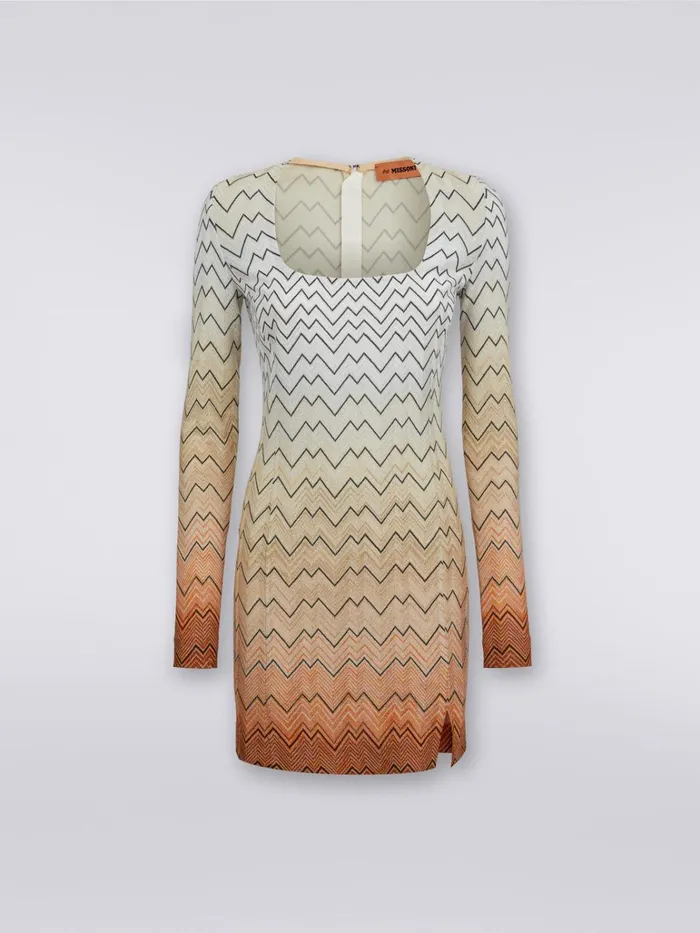 Women Mini Dress With Square Neckline In Viscose Blend With Lurex White Missoni Dresses Women Mini Dress With Square Neckline In Viscose Blend With Lurex White Missoni Dresses