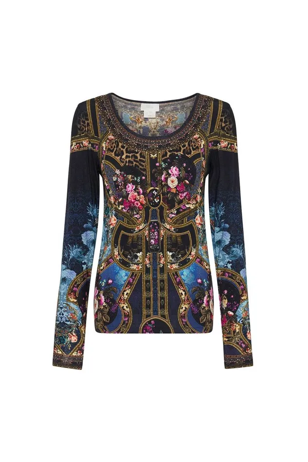 Women Modest Clothing Camilla Long Sleeve Fitted Top Fields Of Treasure