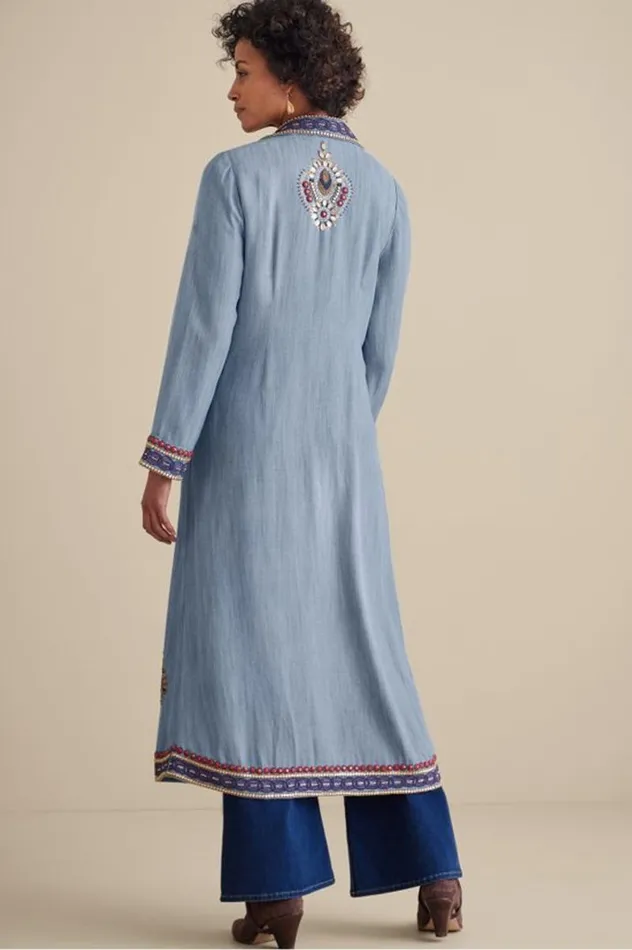 Women Morena Duster Denim Blue Soft Surroundings Toppers Women Morena Duster Denim Blue Soft Surroundings Toppers