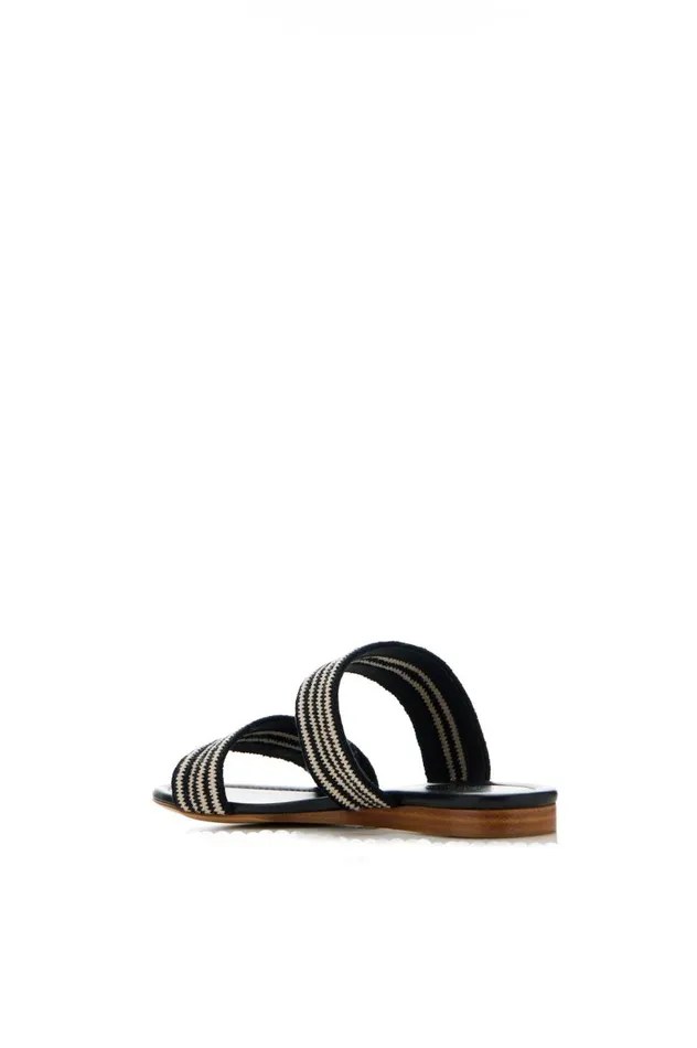 Women Mules Gabriela Hearst Lora Flat Sandal In Black and White Crochet