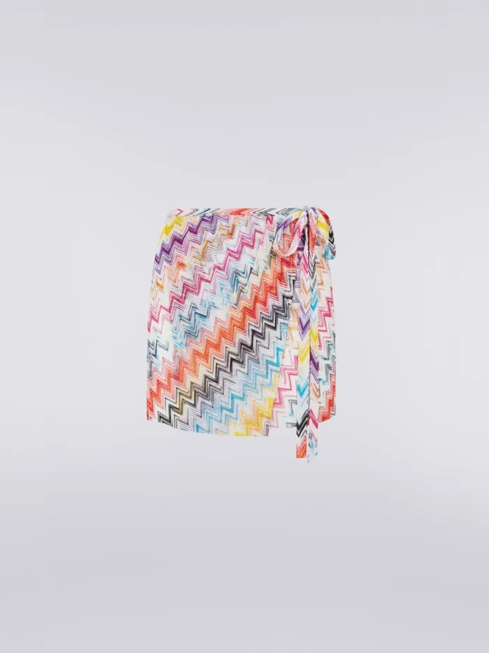 Women Multicoloured ChevronPatterned Viscose Sarong Skirt Multicoloured Missoni Beachwear