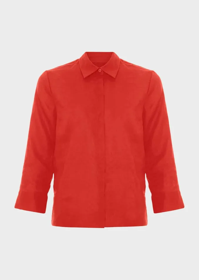 Women Nita Linen Shirt Scarlet Red Hobbs Tops