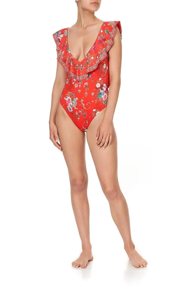 Women One Pieces Camilla Deep V Frill One Piece Cameos Can Can