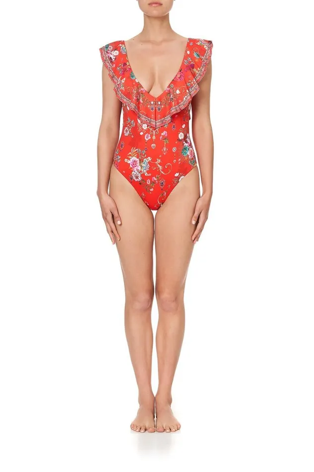 Women One Pieces Camilla Deep V Frill One Piece Cameos Can Can