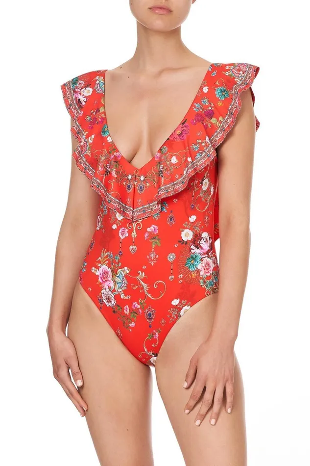 Women One Pieces Camilla Deep V Frill One Piece Cameos Can Can