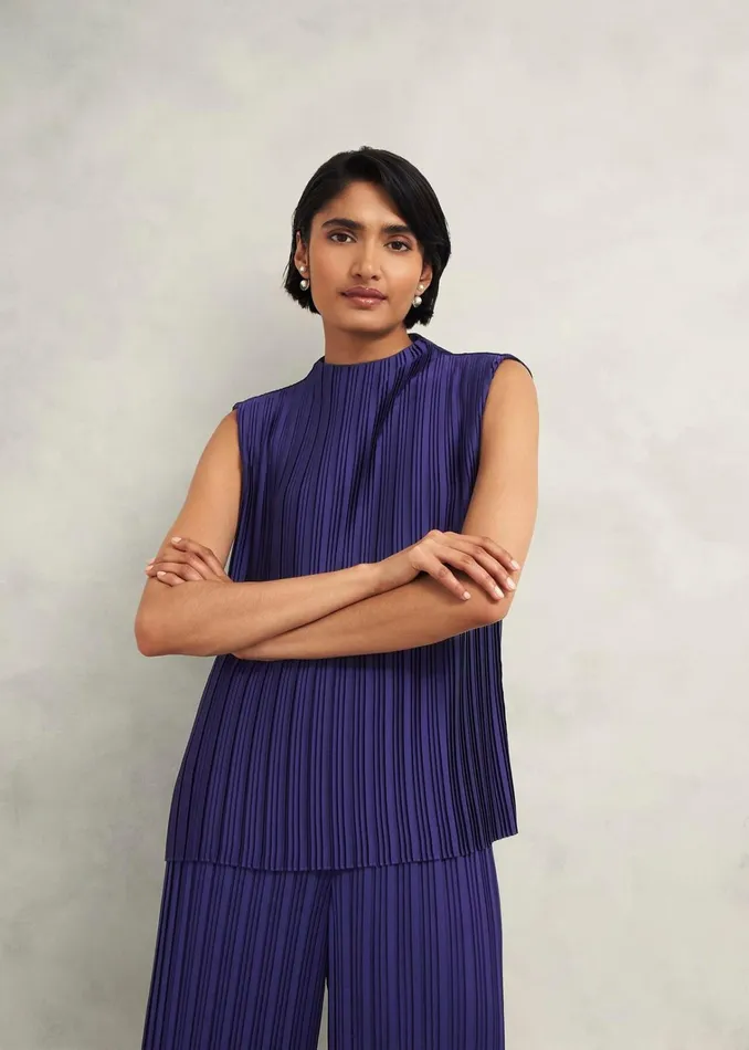 Women Orla Pleated Blouse Rich Blue Hobbs Tops