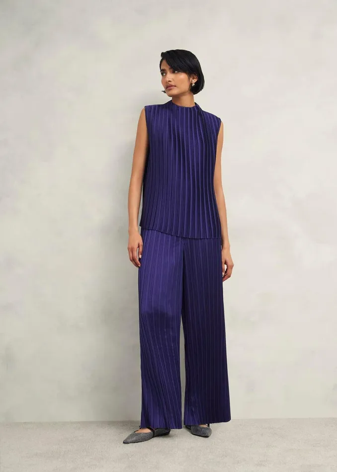 Women Orla Pleated Blouse Rich Blue Hobbs Tops