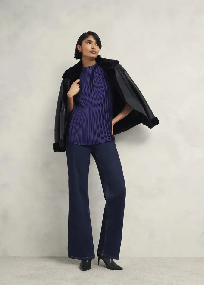 Women Orla Pleated Blouse Rich Blue Hobbs Tops
