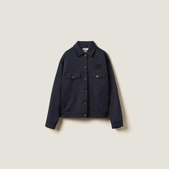 Women Outerwear Miu Miu Chino Blouson Jacket Navy