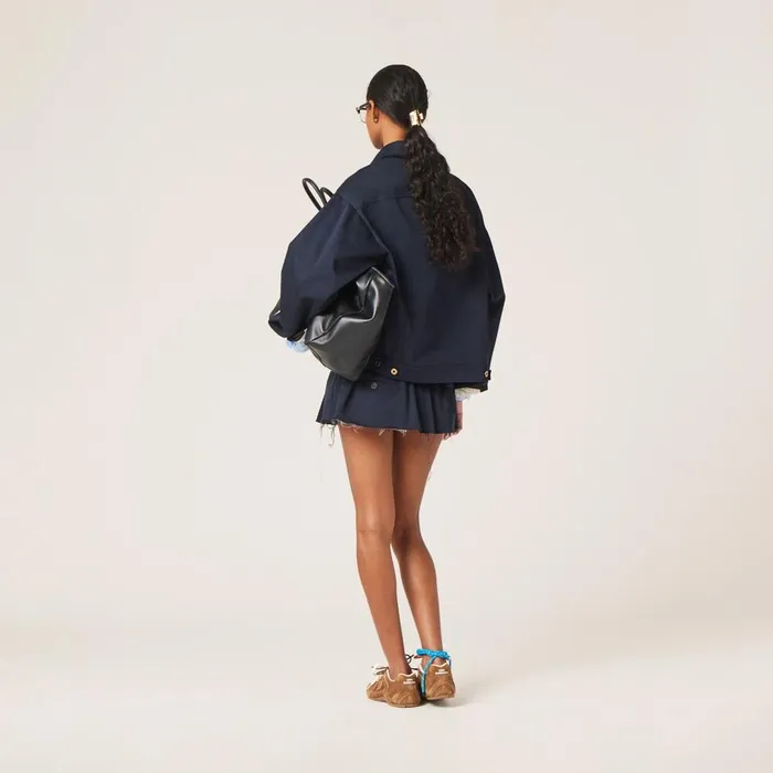 Women Outerwear Miu Miu Chino Blouson Jacket Navy Women Outerwear Miu Miu Chino Blouson Jacket Navy