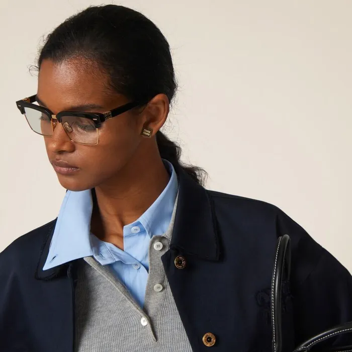 Women Outerwear Miu Miu Chino Blouson Jacket Navy Women Outerwear Miu Miu Chino Blouson Jacket Navy