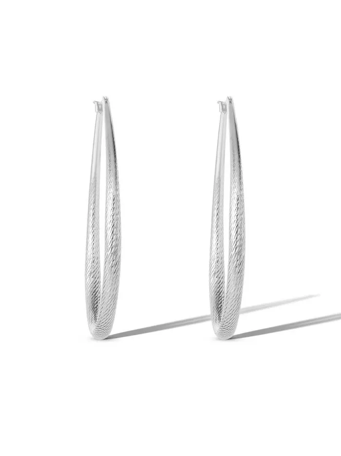 Women Oval Textured Hoop Earrings In Silver Jessica Simpson Earrings