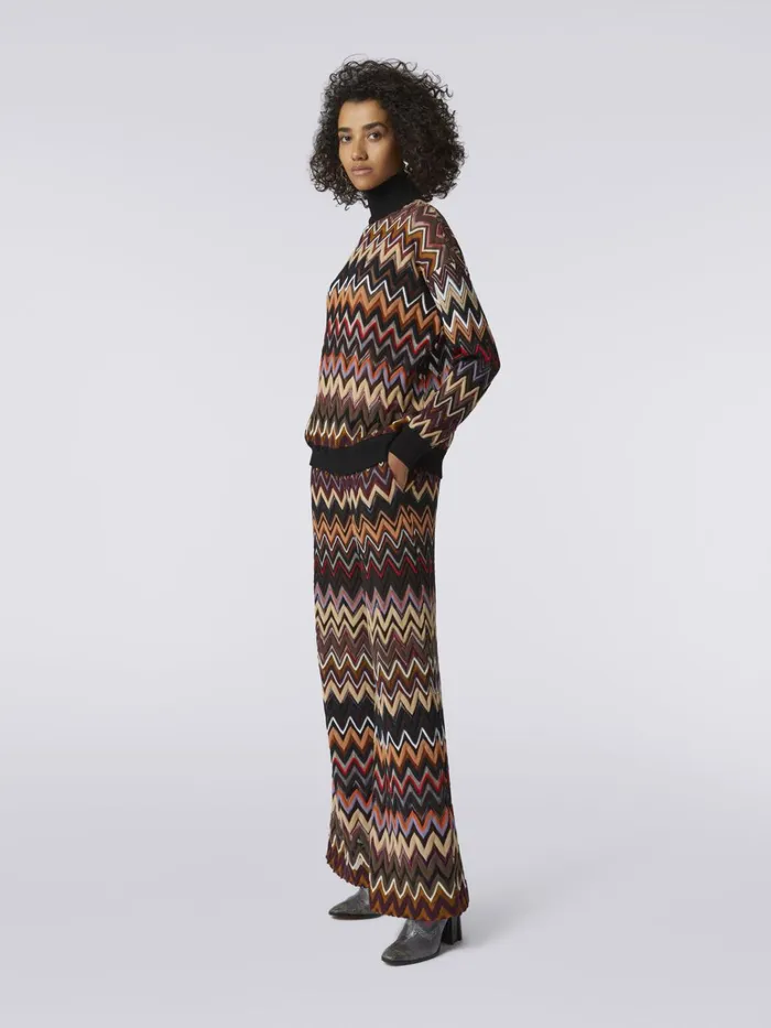 Women Oversized Wool Blend Chevron HighNeck Pullover Multicoloured Missoni Knitwear Women Oversized Wool Blend Chevron HighNeck Pullover Multicoloured Missoni Knitwear